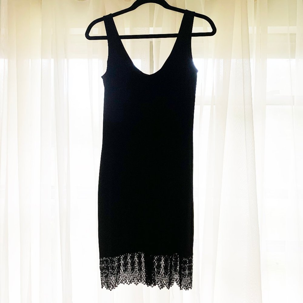 Betsey Johnson black cocktail dress with lace bottom